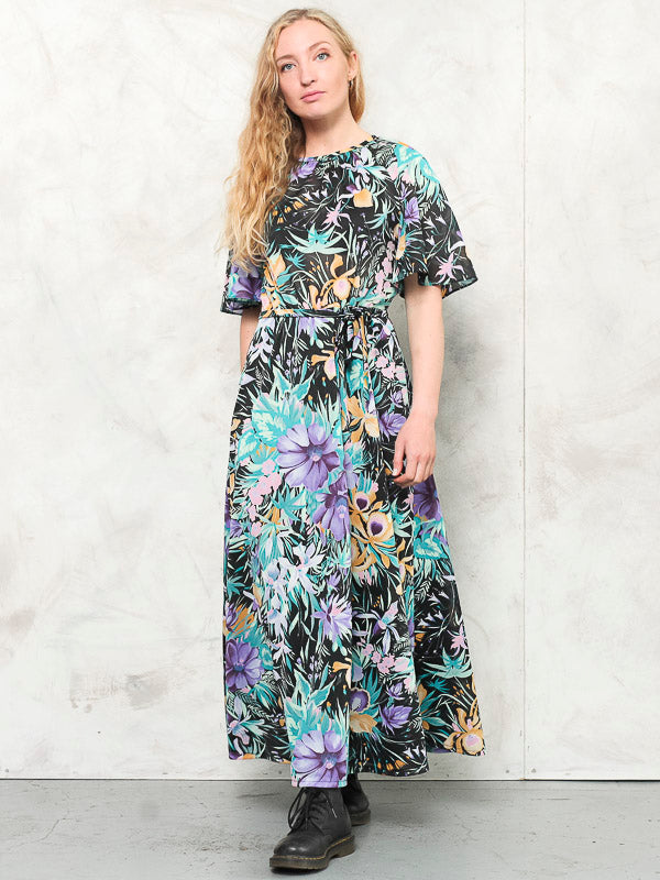 Vintage 70's Women Flower Maxi Dress - NorthernGrip