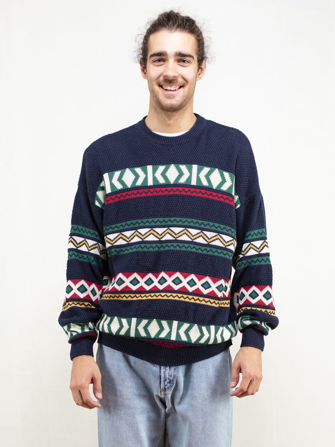 Vintage 90's Men Patterned Sweater - NorthernGrip