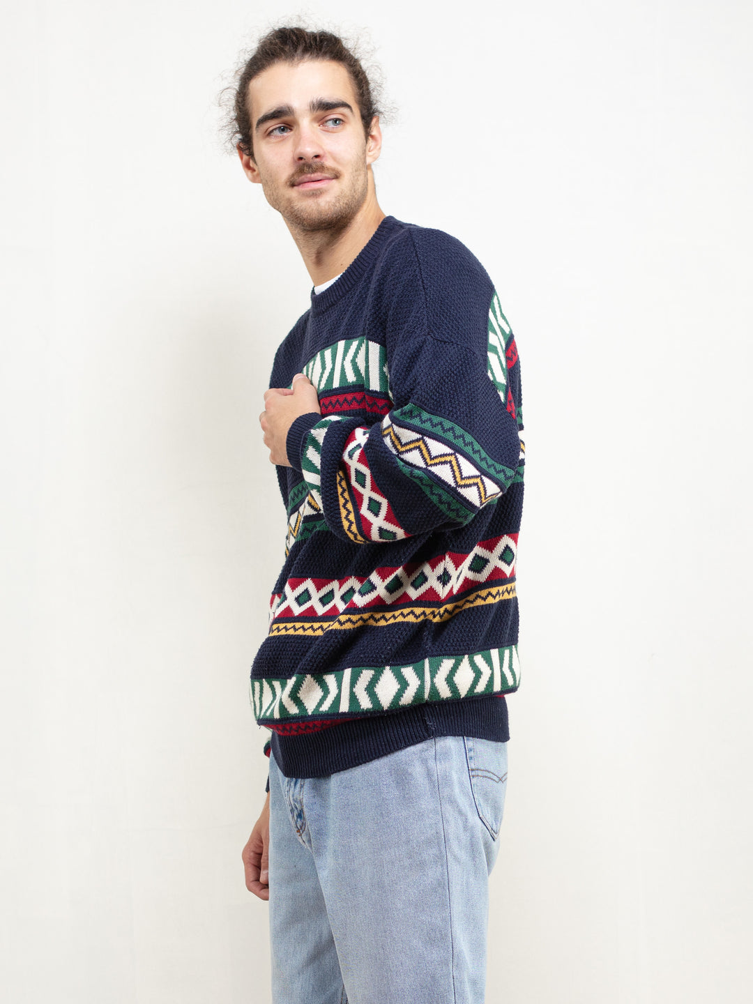 Vintage 90's Men Patterned Sweater - NorthernGrip