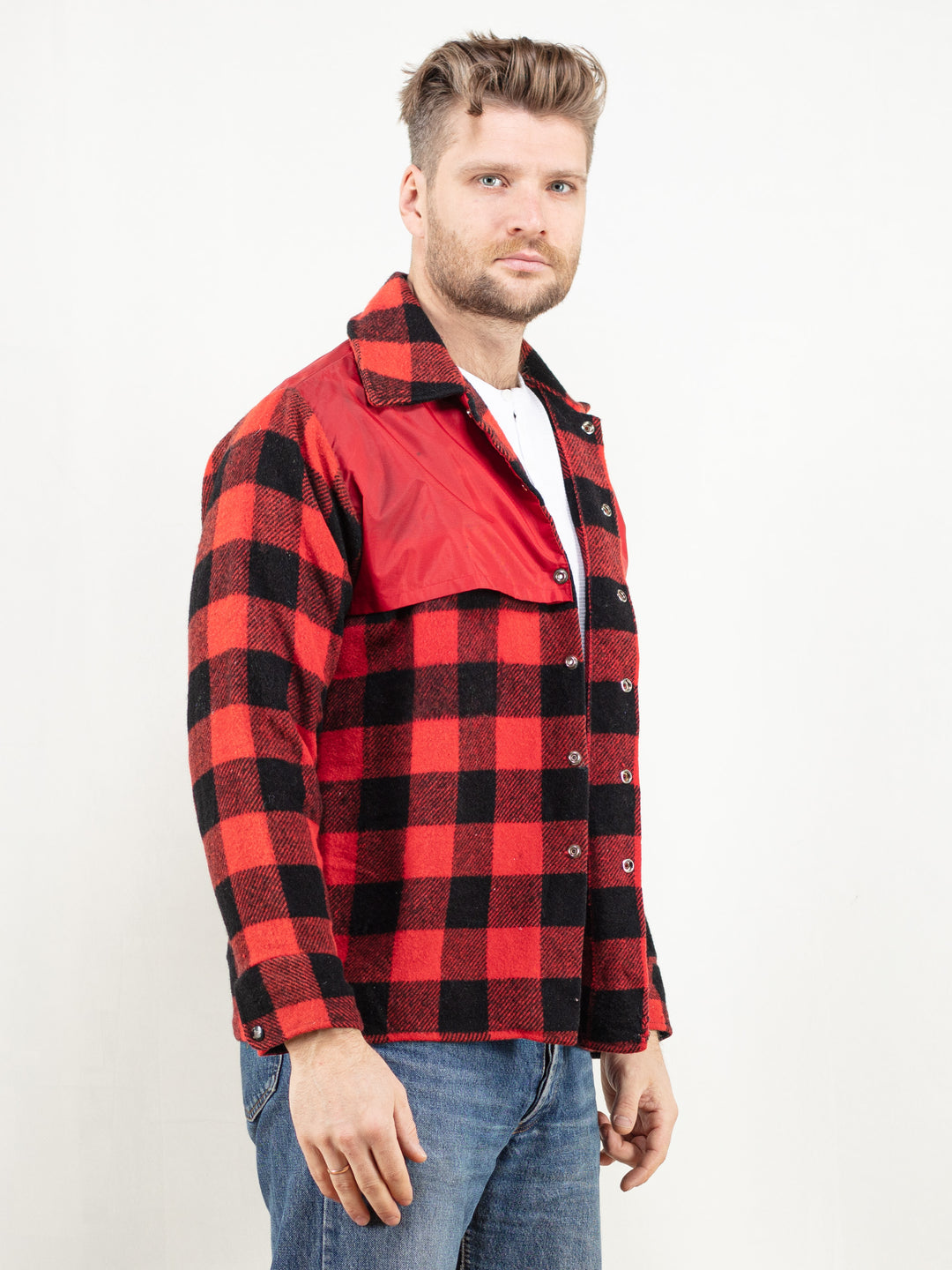 Vintage 80's Men Plaid Wool Blend Jacket - NorthernGrip