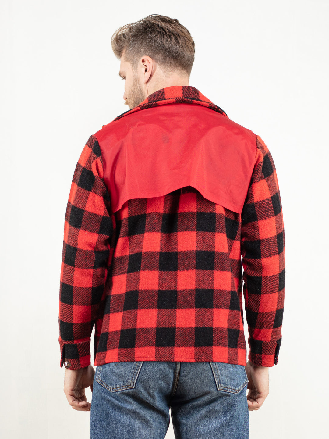 Vintage 80's Men Plaid Wool Blend Jacket - NorthernGrip