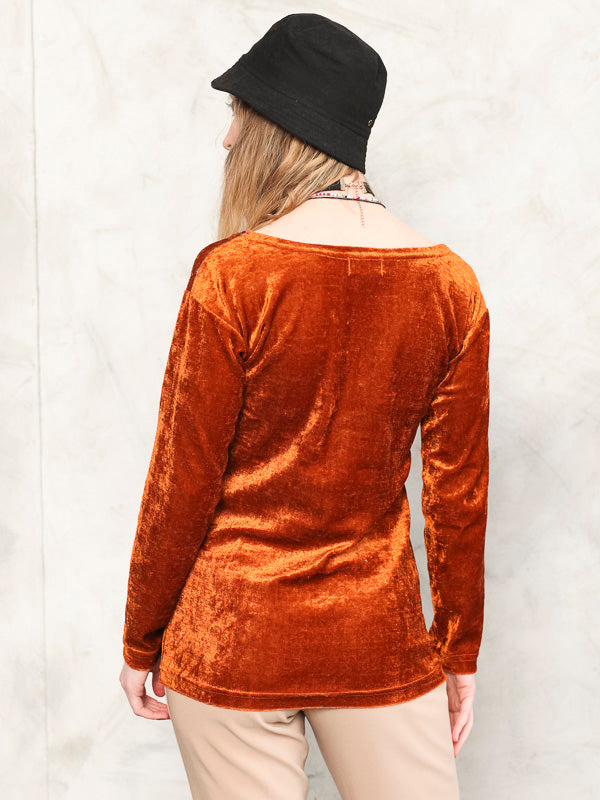 Vintage Y2K Brown Velvet Women Top - NorthernGrip